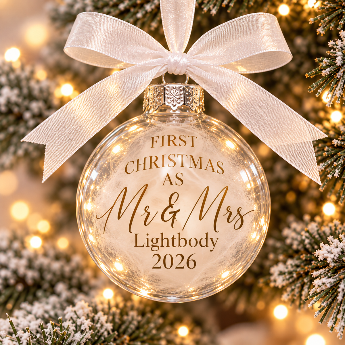 First Christmas as Mr & Mrs Personalised Bauble | Custom Name & Year | Wedding Keepsake Ornament