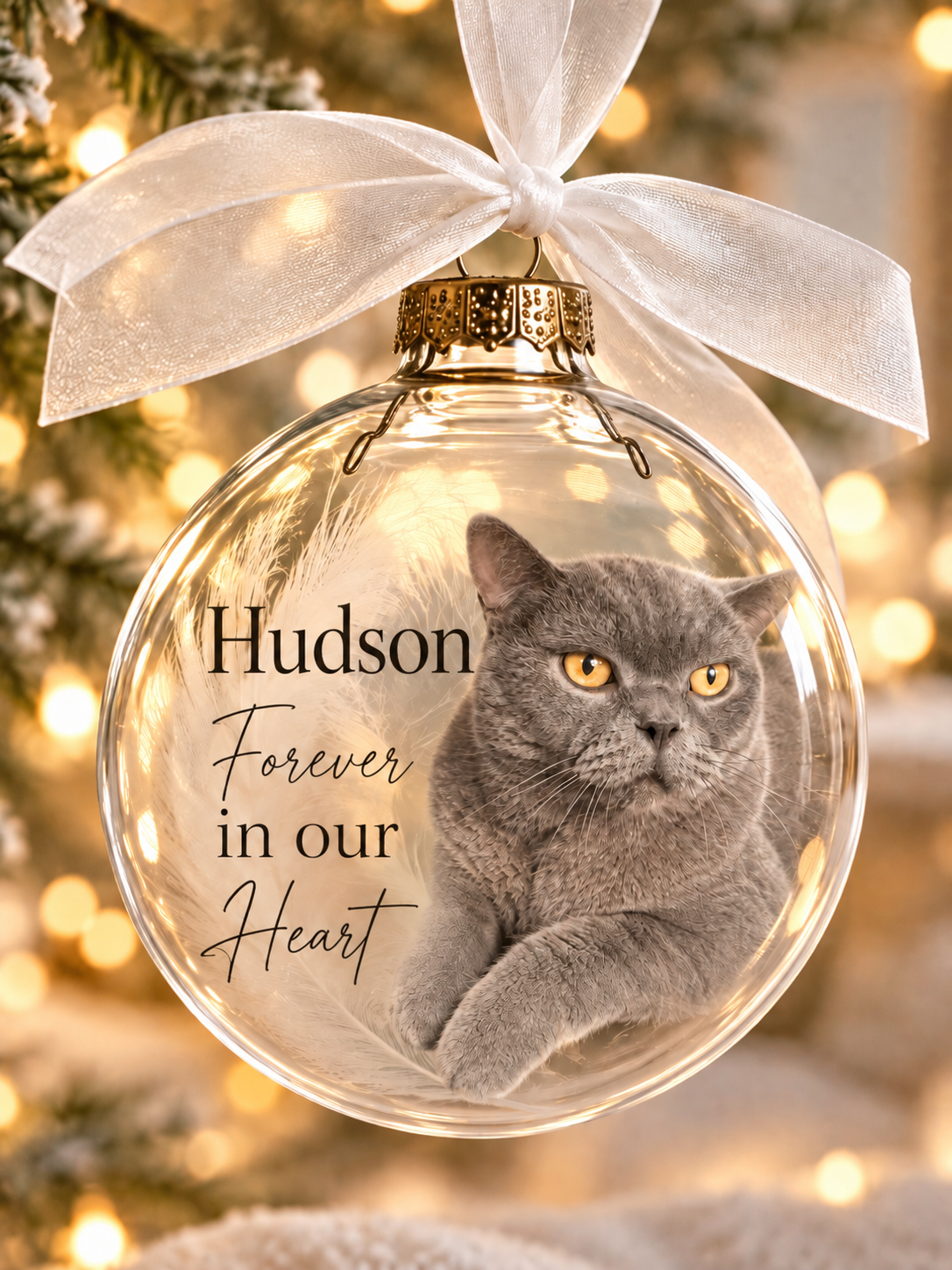 Personalised Pet Memorial Christmas Ornament | Custom Photo Bauble | Dog & Cat Keepsake Gift