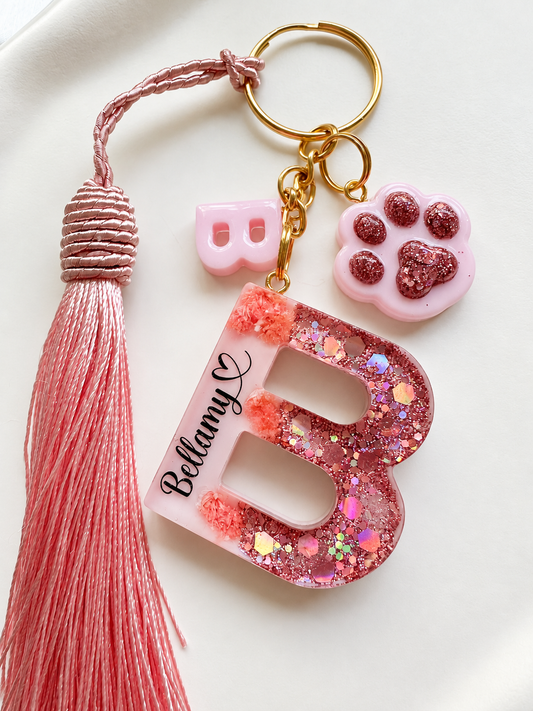 Personalised Real Flower Initial Letter Keychain