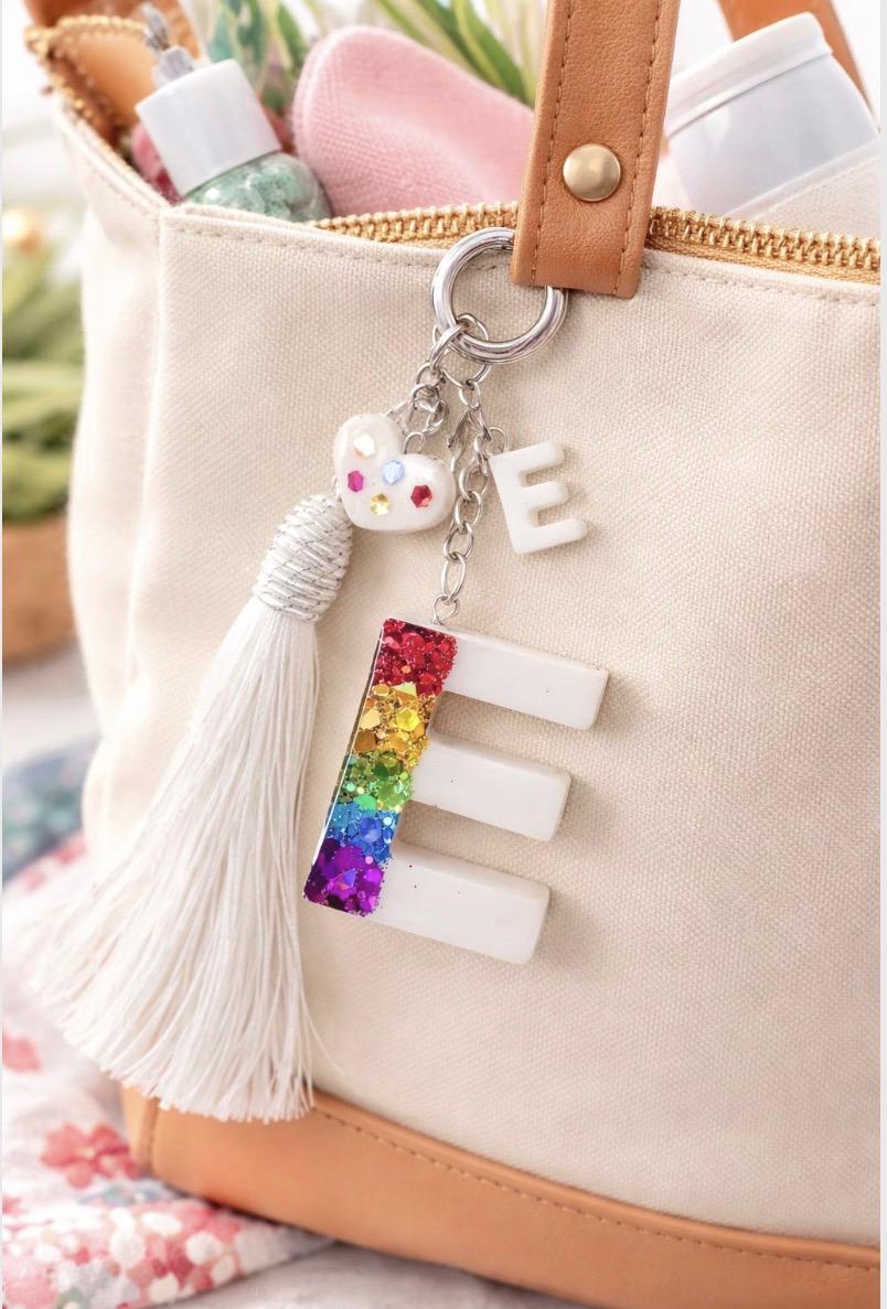 Personalised Rainbow Pride Initial Letter Keychain