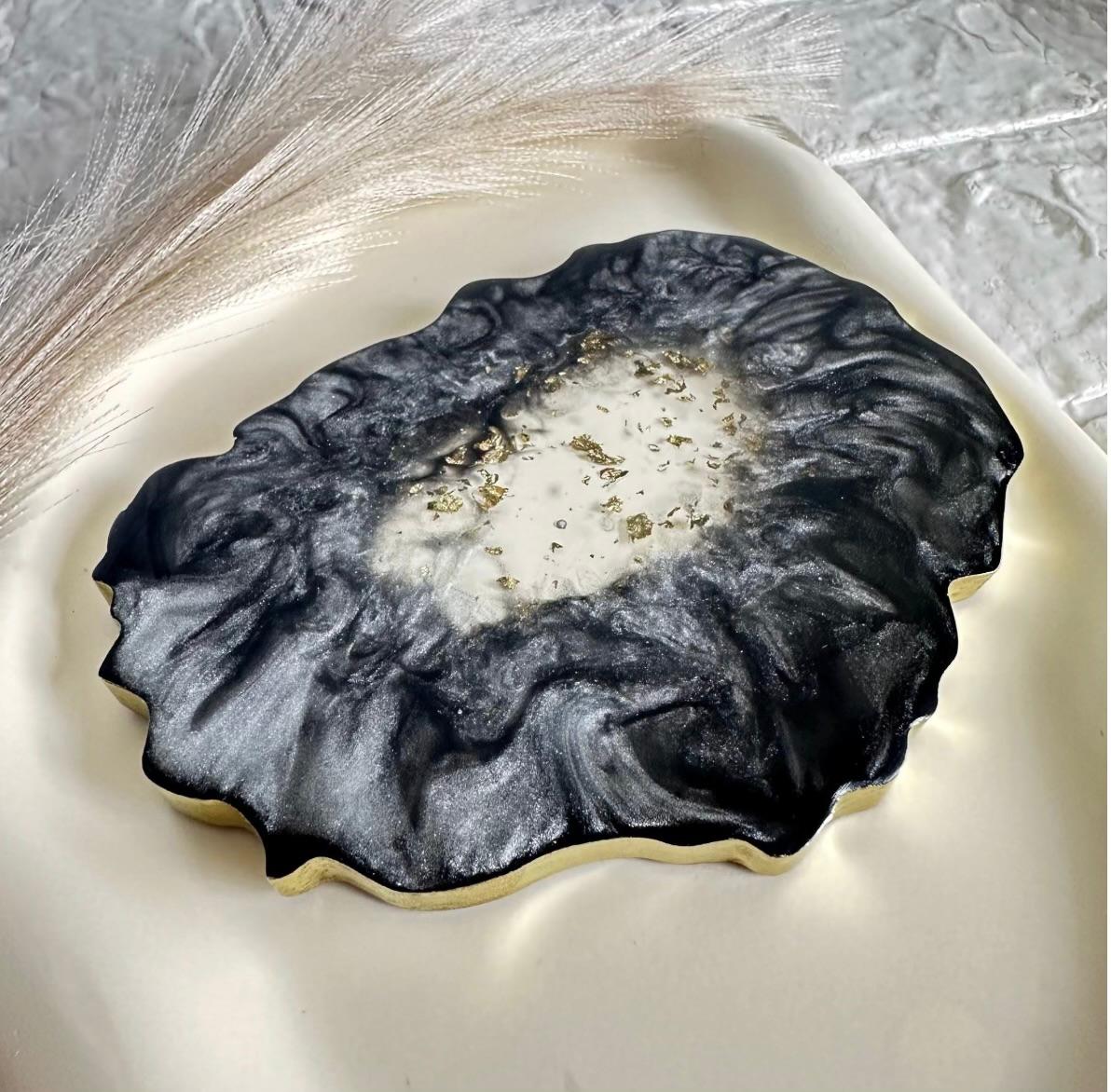 Luxury Black & Gold Galaxy Resin Coaster
