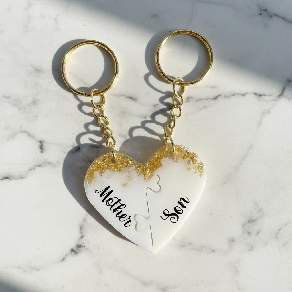 Personalised Matching Heart Keychain Set