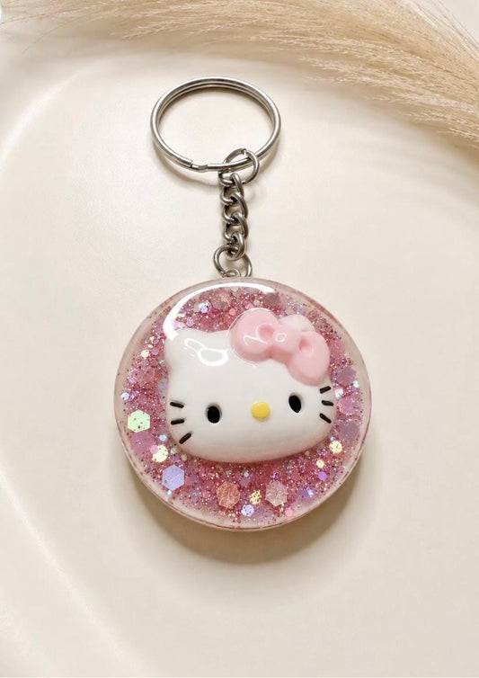 Girls Character Glitter Resin Keychain – Hello Kitty, Barbie or Unicorn
