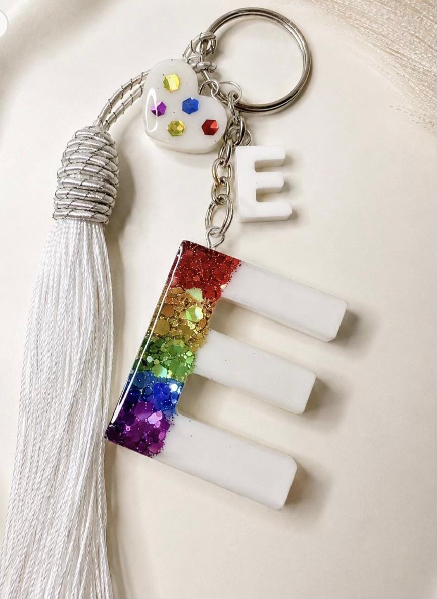 Personalised Rainbow Pride Initial Letter Keychain