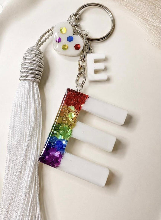 Personalised Rainbow Pride Initial Letter Keychain