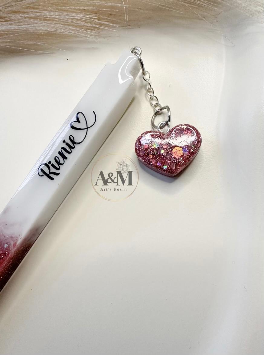 Personalised White Refillable Glitter Resin Pen – Custom Name or Phrase & Glitter Colour | Gift Boxed