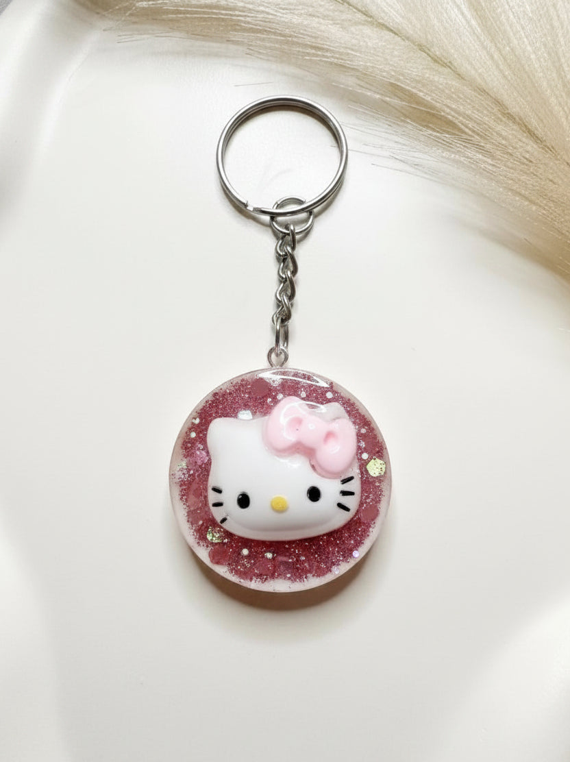 Girls Character Glitter Resin Keychain – Hello Kitty, Barbie or Unicorn