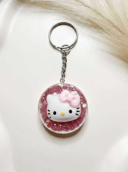 Girls Character Glitter Resin Keychain – Hello Kitty, Barbie or Unicorn