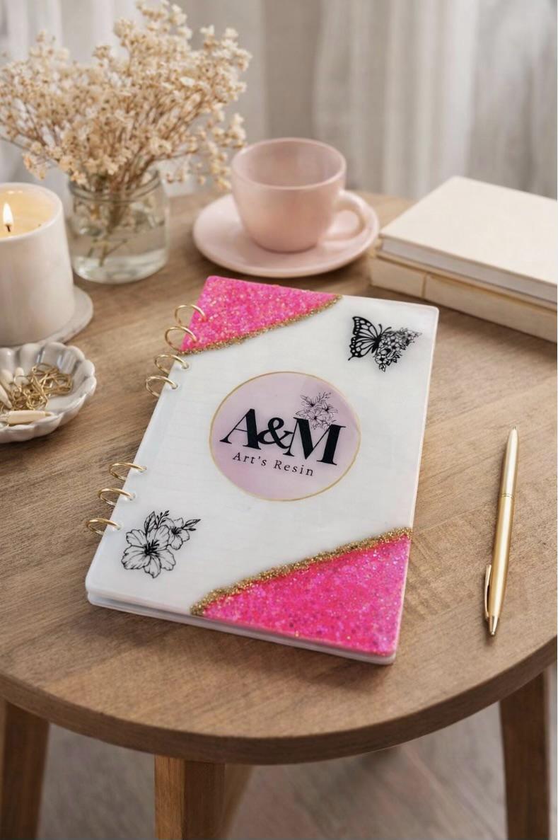 Personalised Resin Notebook A6 – Refillable Custom Cover