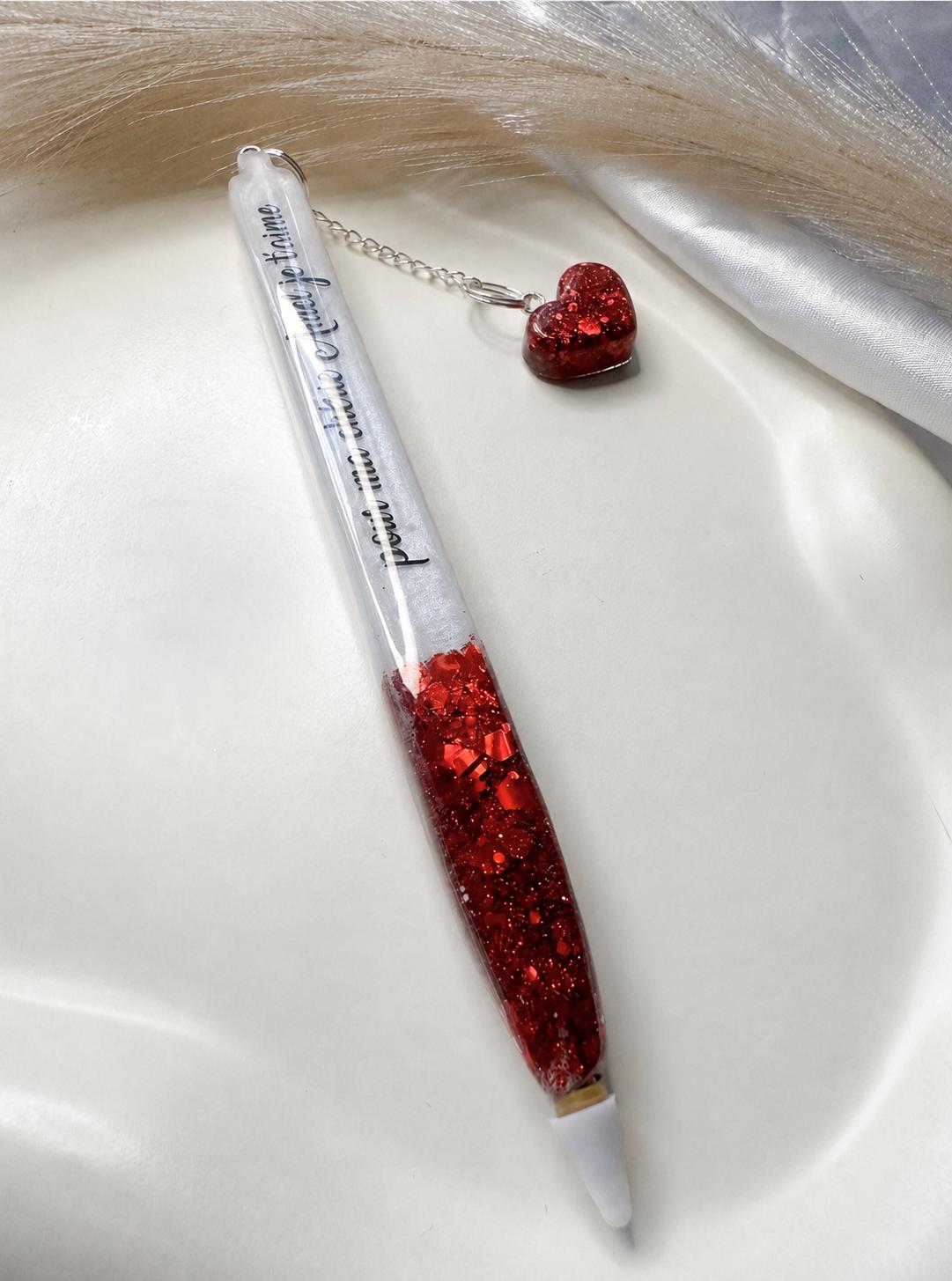Personalised White Refillable Glitter Resin Pen – Custom Name or Phrase & Glitter Colour | Gift Boxed