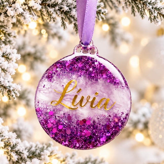 Personalised Christmas Bauble | Handmade Resin Name Ornament with Glitter