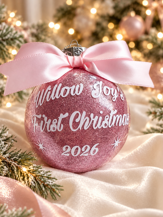Personalised First Christmas Bauble with Name & Year – Handmade in Australia