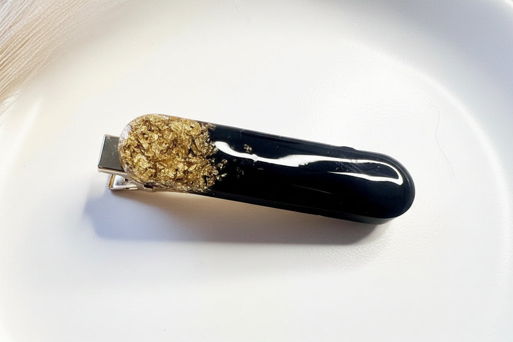Glitter and Gold-Leaf Resin Hair Clip
