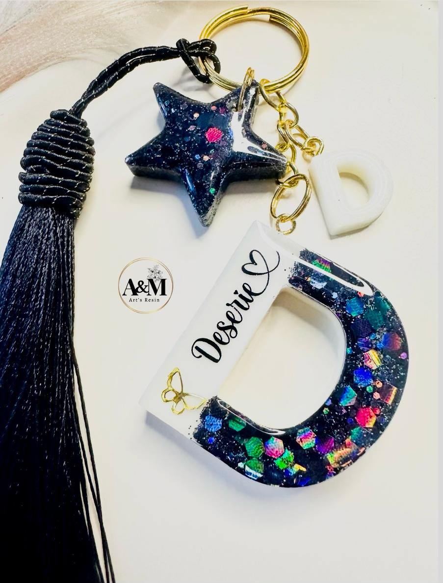 Personalised Butterfly Charm Initial Letter Keychain