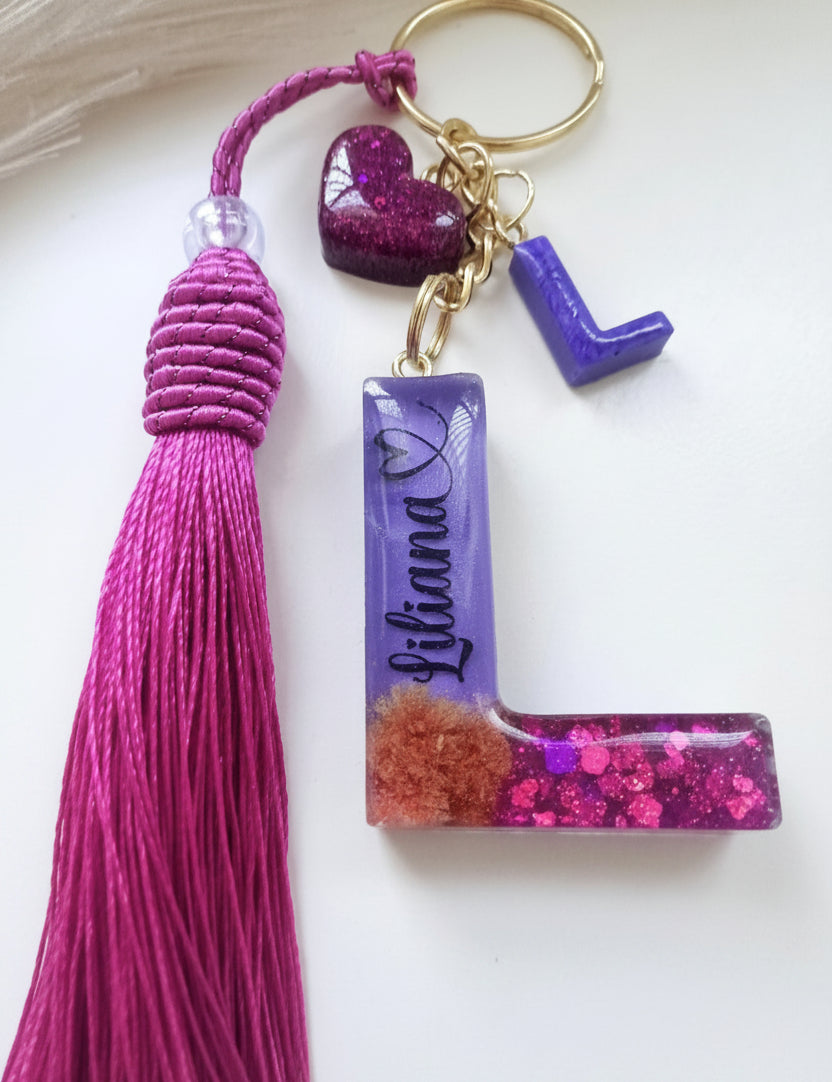 Personalised Real Flower Initial Letter Keychain