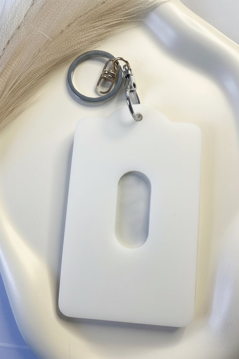 Personalised Glitter Corner Resin Card Holder Keychain