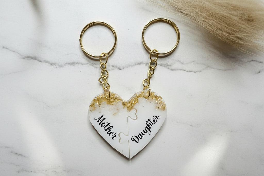 Personalised Matching Heart Keychain Set