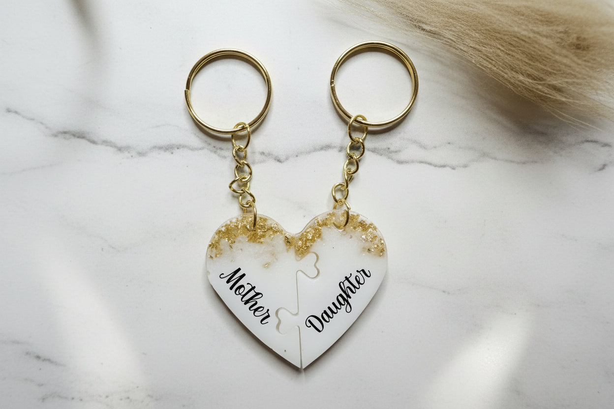 Personalised Matching Heart Keychain Set