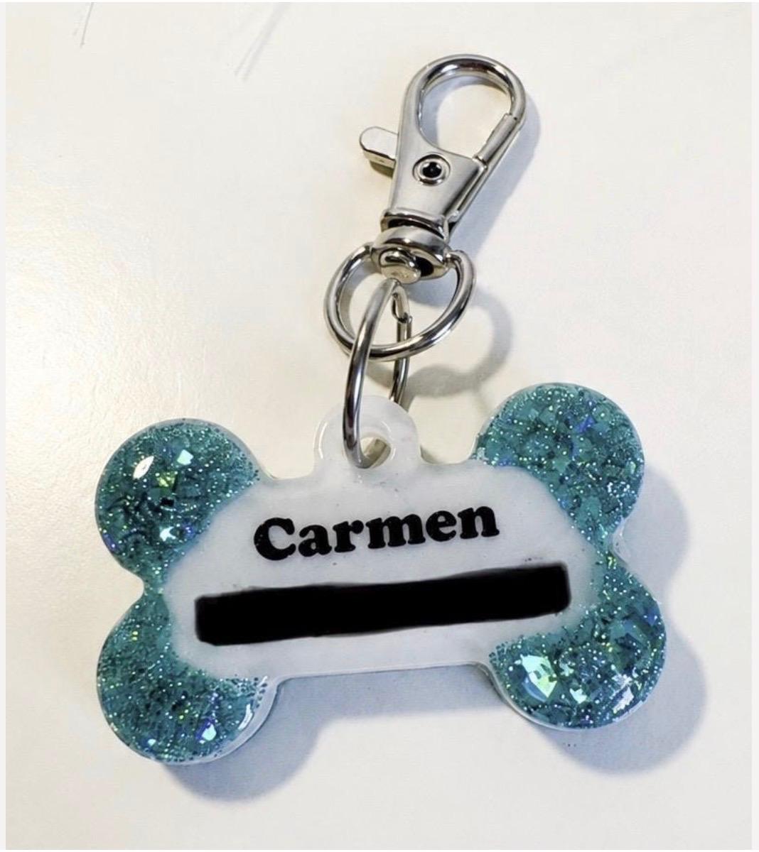 Personalised Glitter Resin Pet ID Tag – Custom Name & Contact Number