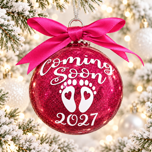 Personalised Pregnancy Announcement Christmas Bauble | Coming Soon