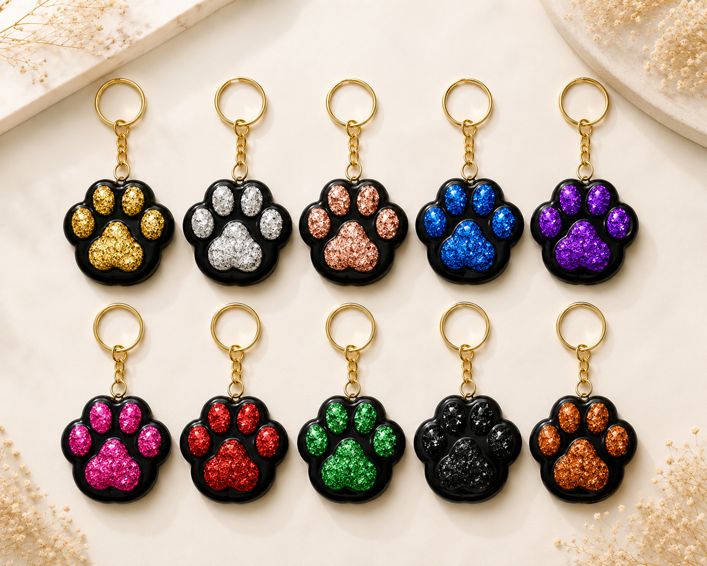 Personalised Paw Print Photo Keychain | Custom Pet Resin Keyring