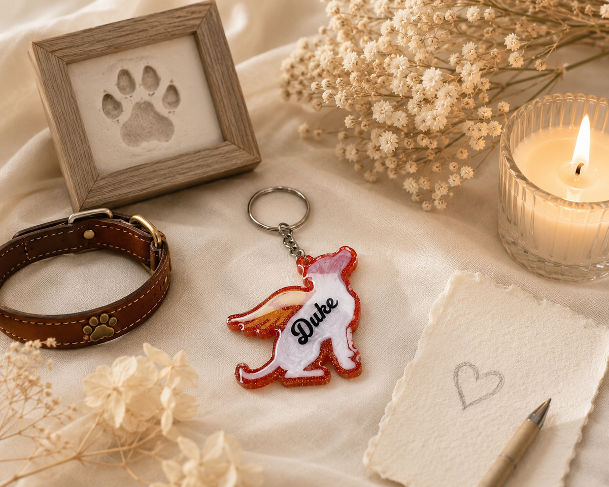 Personalised Pet Memorial Keyring – Dog or Cat Keepsake