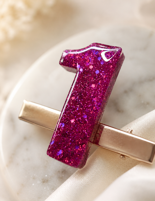 Personalised Glitter Number Hair Clip – Kids Birthday Hair Accessory