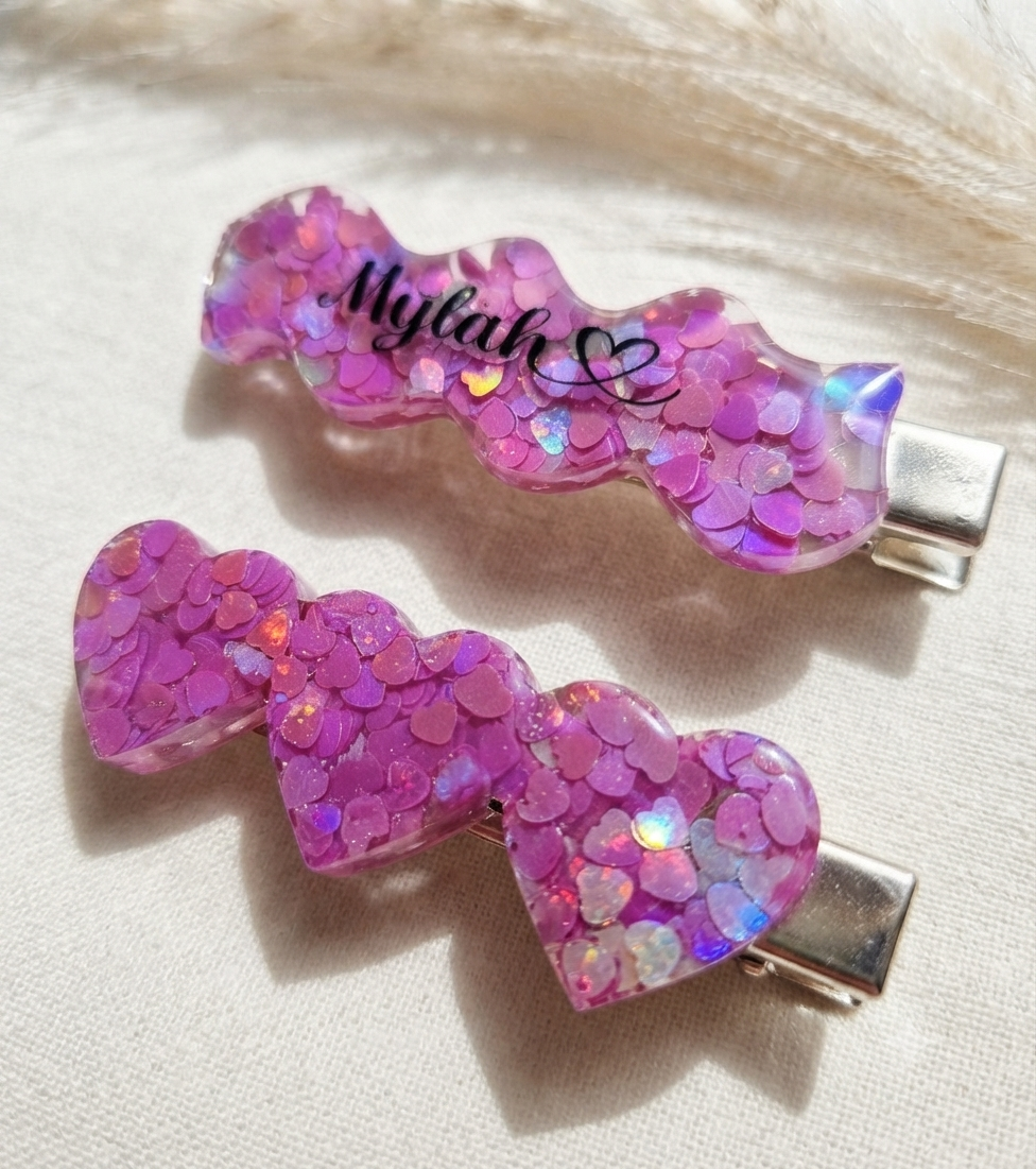 Wavy / Heart Little Girl Hair Clip