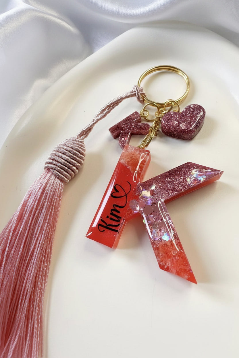Personalised Real Flower Initial Letter Keychain