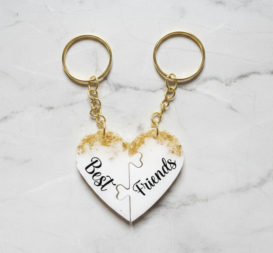 Personalised Matching Heart Keychain Set