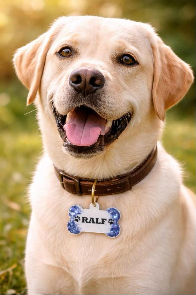 Personalised Glitter Resin Pet ID Tag – Custom Name & Contact Number