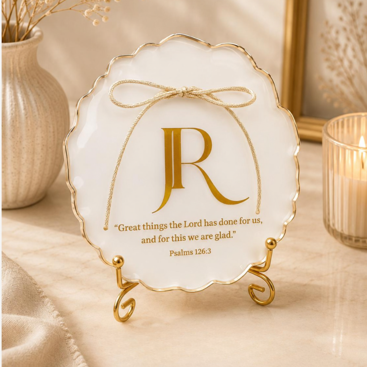 Personalised Wedding Resin Keepsake Plaque | Monogram & Bible Verse | Bridal Gift 11 cm