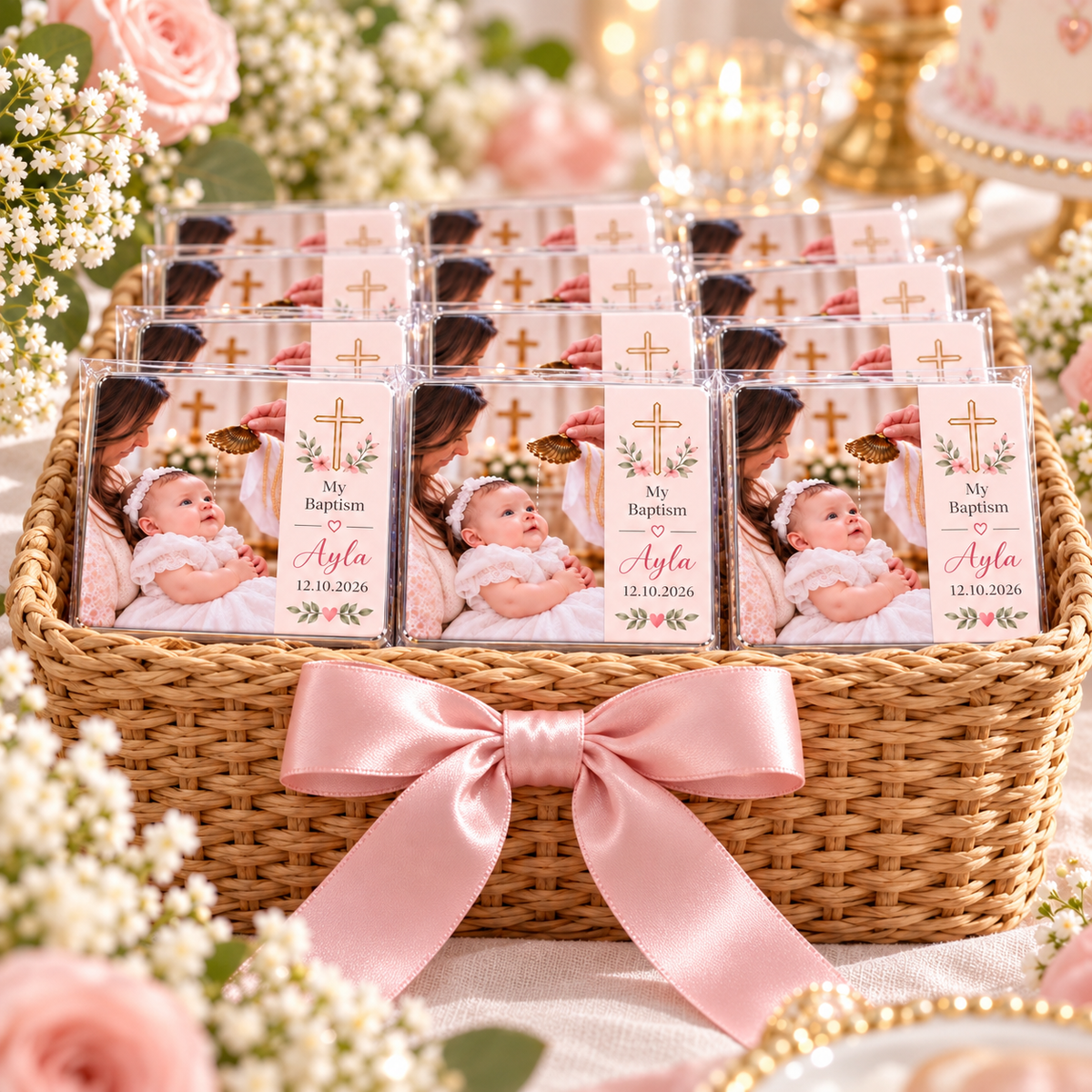Personalised Baptism Photo Magnets | Christening Favours