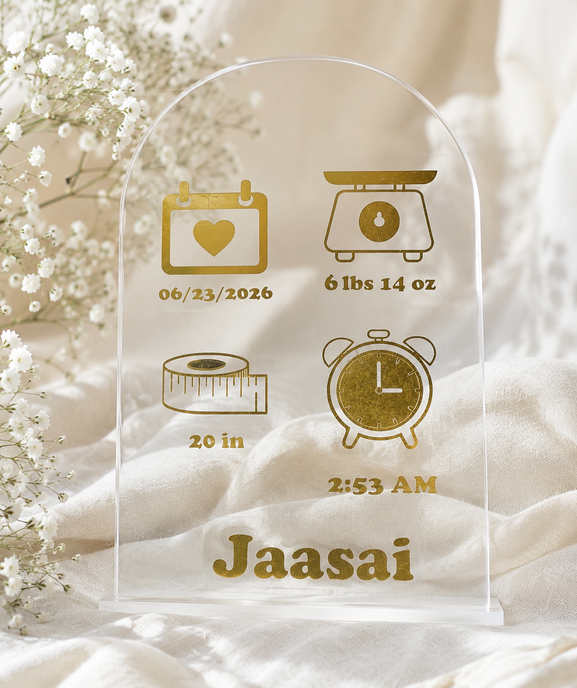Personalised Baby Birth Measurements Decal Vinyl Sticker – Name, Date, Time, Weight & Length
