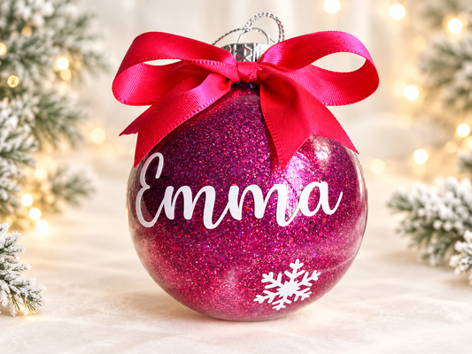 Personalised Name Christmas Bauble with Snowflakes – Handmade in Australia