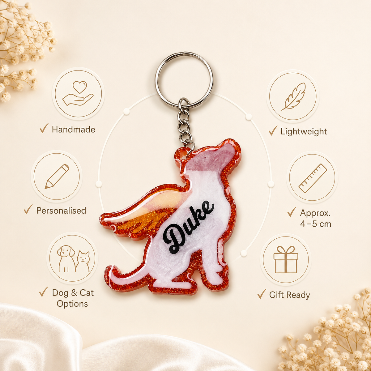 Personalised Pet Memorial Keyring – Dog or Cat Keepsake