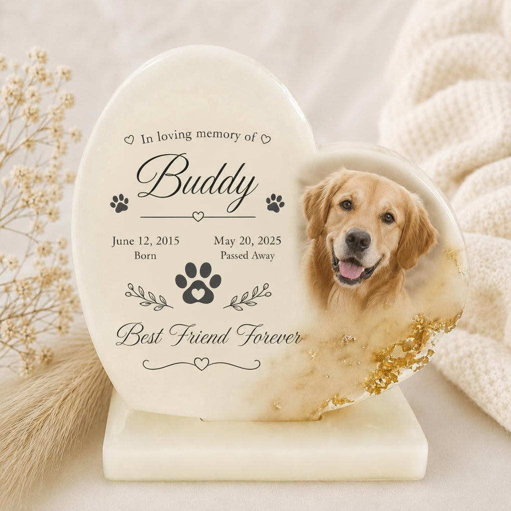 Personalised Resin Heart Keepsake with Stand