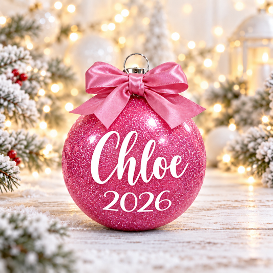 Personalised Name Christmas Bauble with Year – Handmade in Australia