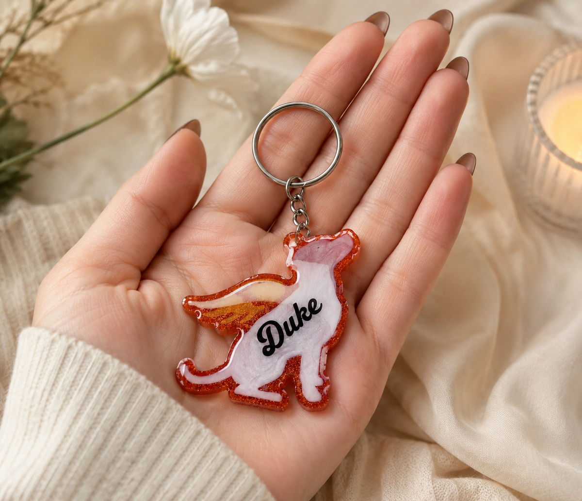Personalised Pet Memorial Keyring – Dog or Cat Keepsake