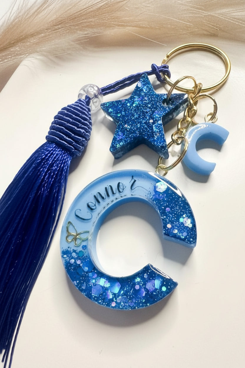 Personalised Butterfly Charm Initial Letter Keychain