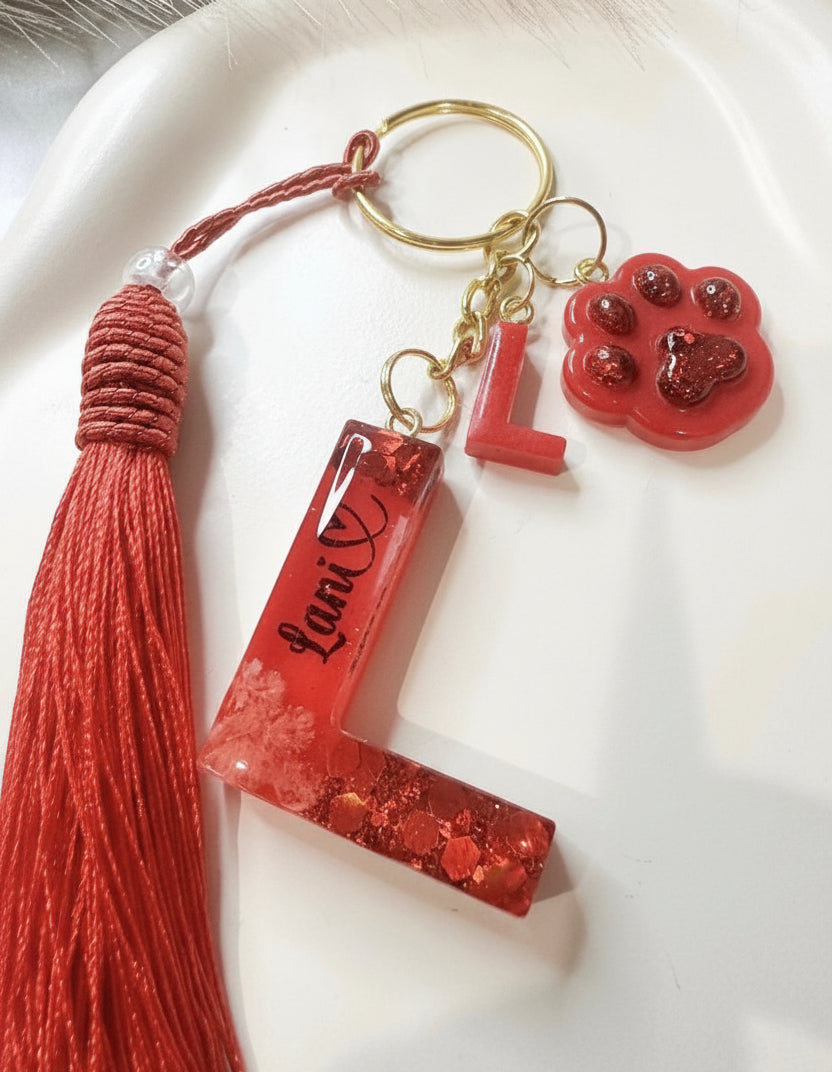 Personalised Real Flower Initial Letter Keychain