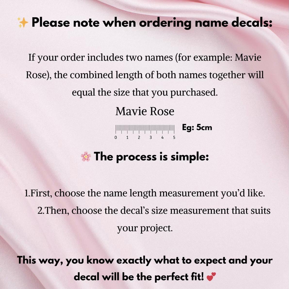 Personalised Baby Birth Measurements Decal Vinyl Sticker – Name, Date, Time, Weight & Length