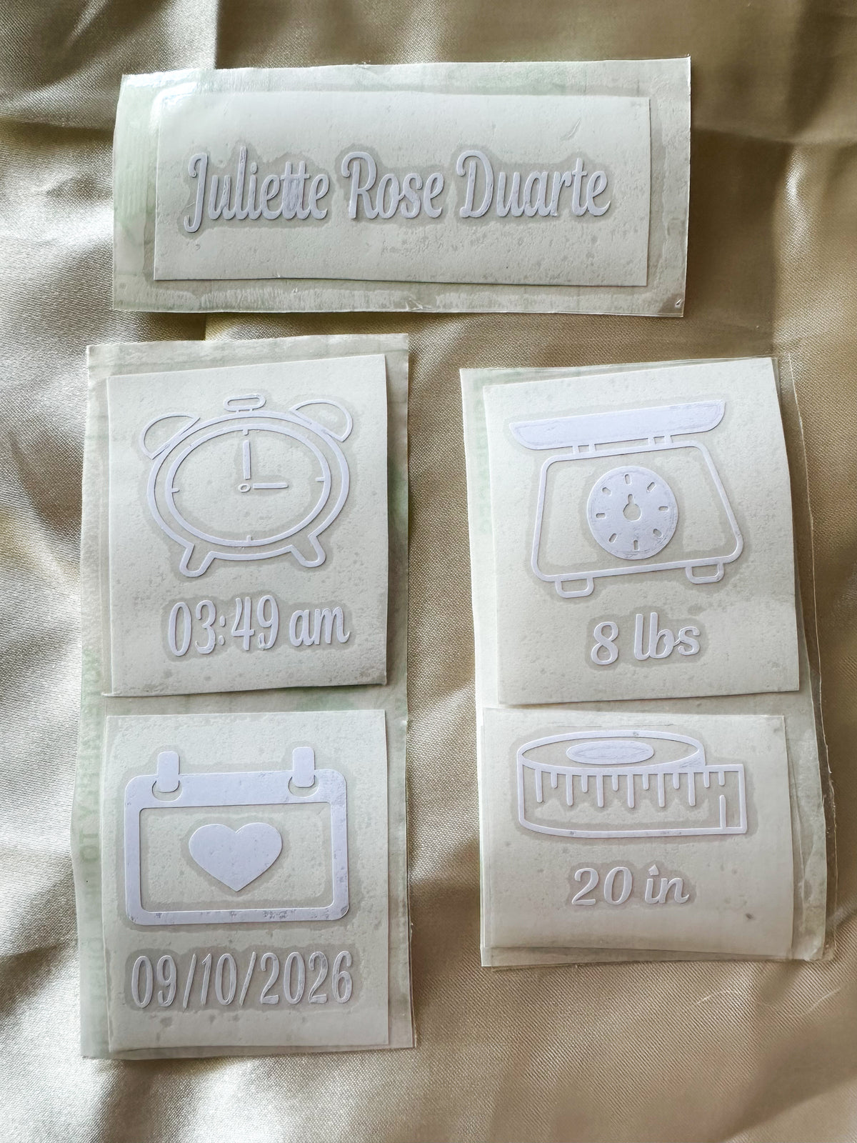 Personalised Baby Birth Measurements Decal Vinyl Sticker – Name, Date, Time, Weight & Length