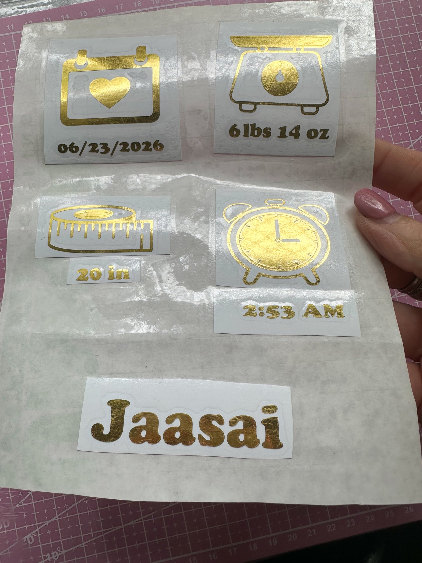 Personalised Baby Birth Measurements Decal Vinyl Sticker – Name, Date, Time, Weight & Length