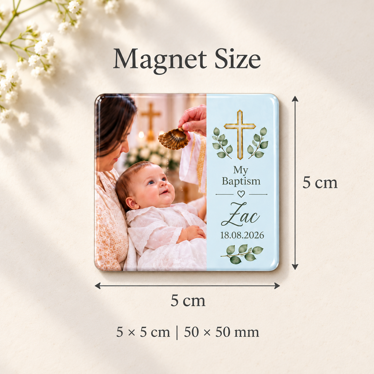 Personalised Baptism Photo Magnets | Christening Favours