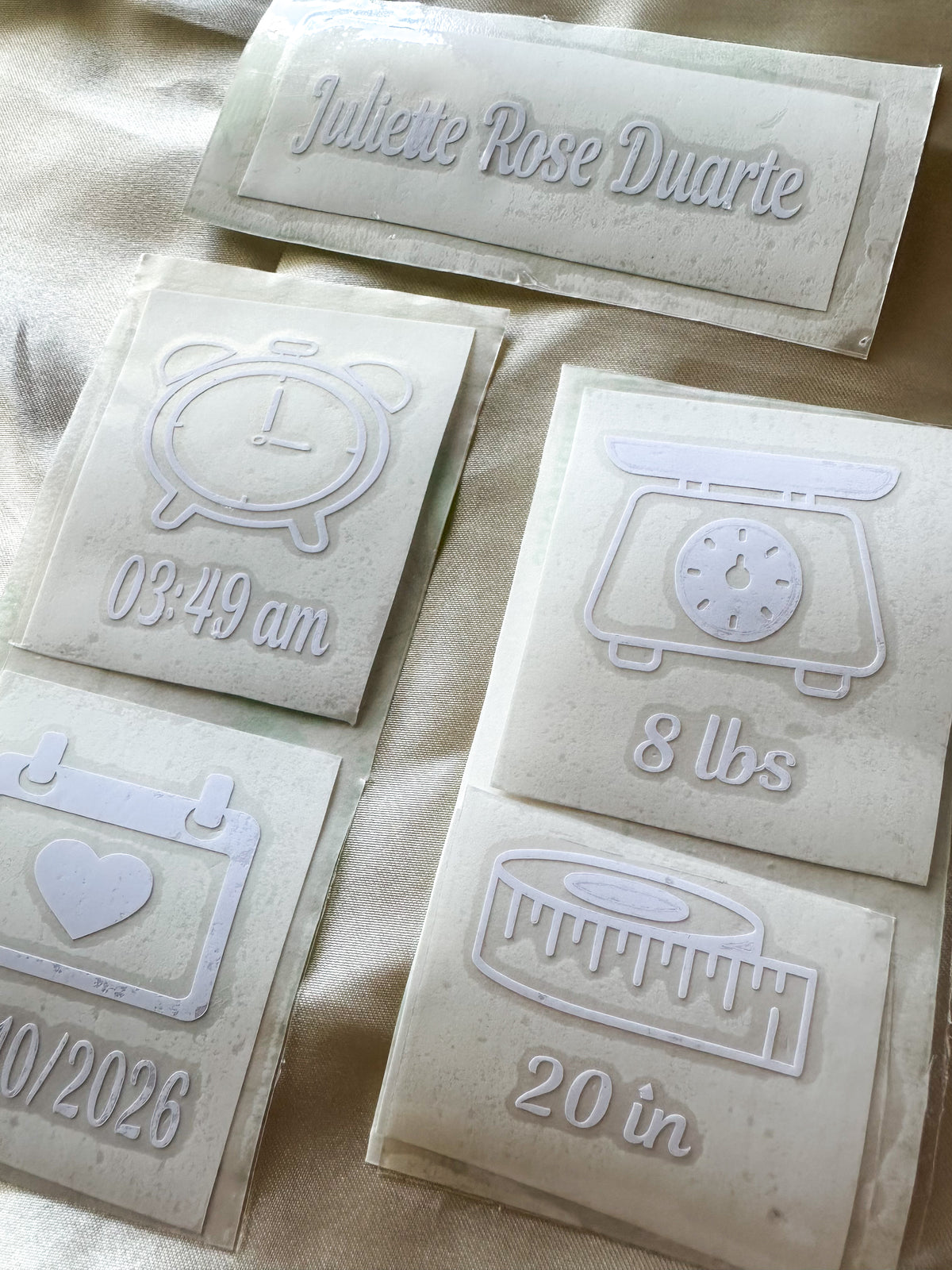 Personalised Baby Birth Measurements Decal Vinyl Sticker – Name, Date, Time, Weight & Length