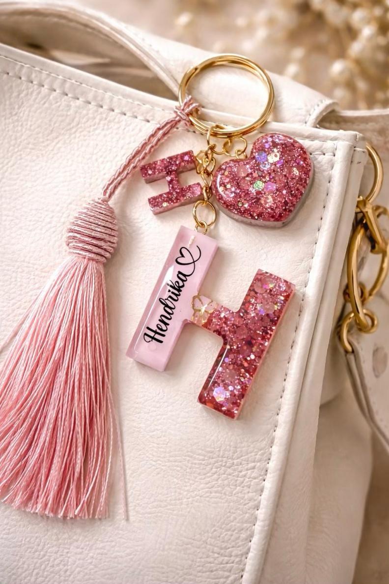 Personalised Butterfly Charm Initial Letter Keychain