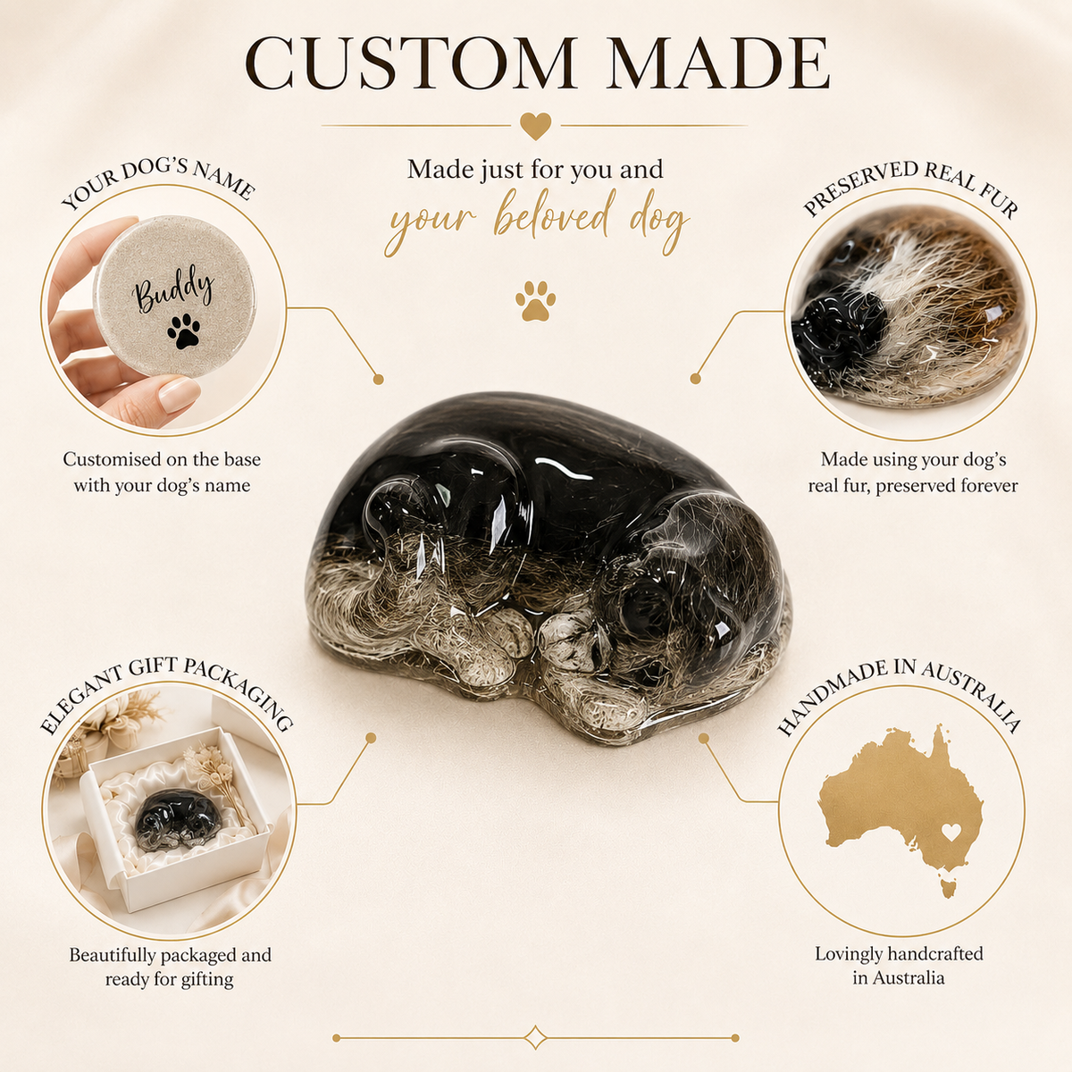 Personalised Dog Memorial Resin Figurine | Fur & Ash Keepsake