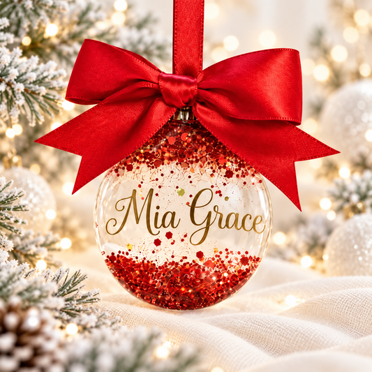 Personalised Glitter Christmas Bauble | Handmade Resin Name Ornament