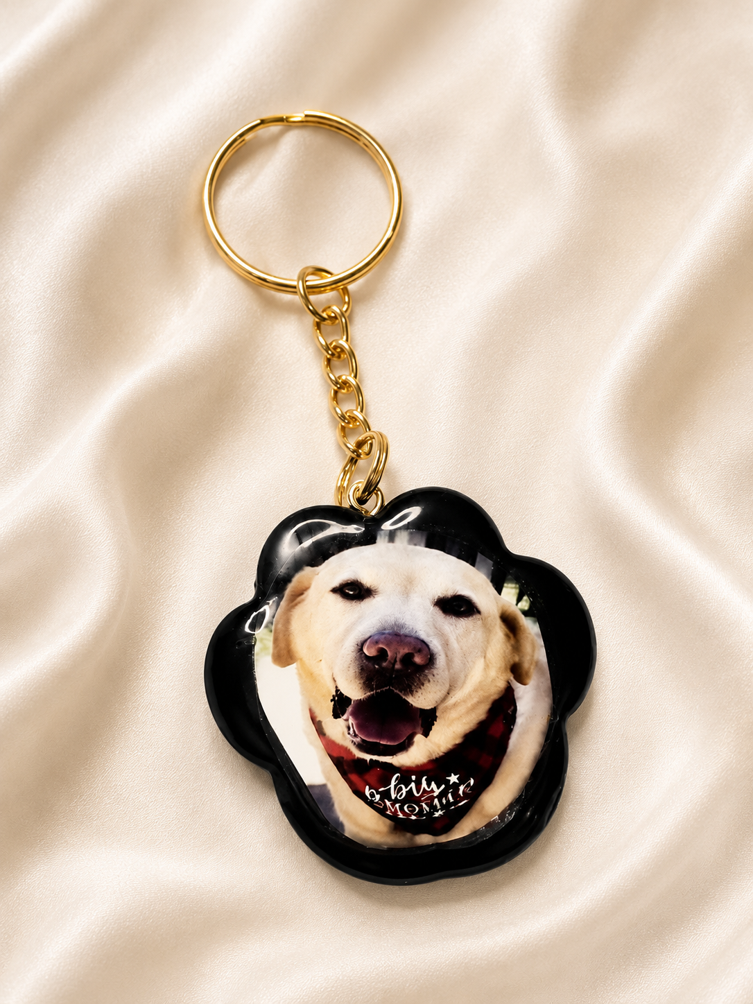 Personalised Paw Print Photo Keychain | Custom Pet Resin Keyring